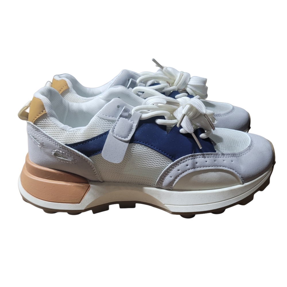 Stylish White and Blue Sneakers